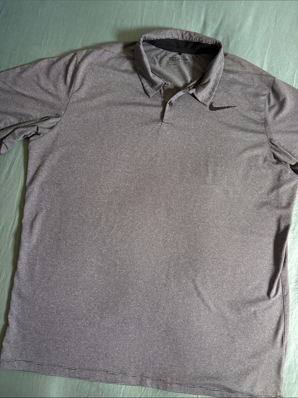 Nike Men's Gray Heather Polo with Black Swoosh